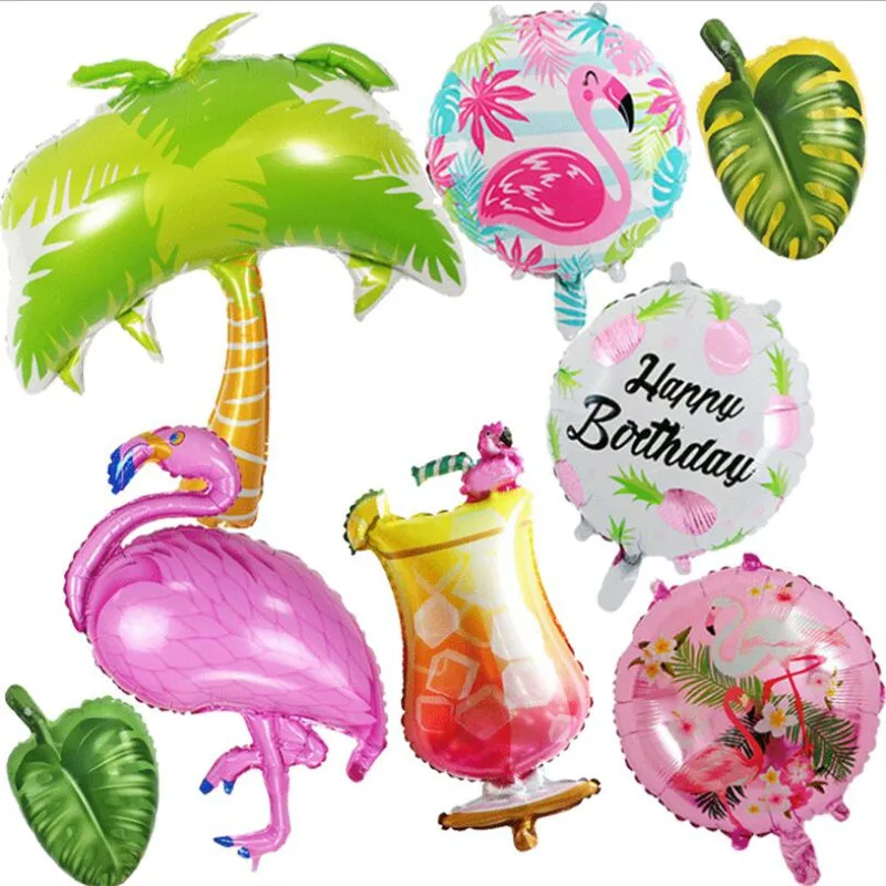 

1pcs Large Flamingo Palm coconut tree balloon Helium for Golden Hawaiian Beach birthday party balloons Outdoor wedding decor