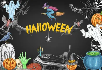 

Halloween Scene - Happy Halloween - Smiling Pumpkins - Halloween Digital Background Backdrop Photo Booth poster