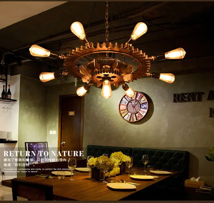 Креативный подвесной светильник в стиле лофт, винтажный светильник из железного дерева, светильник для бара, кабинета, столовой, гостиной, ресторана, кафе, люстра, головной светильник