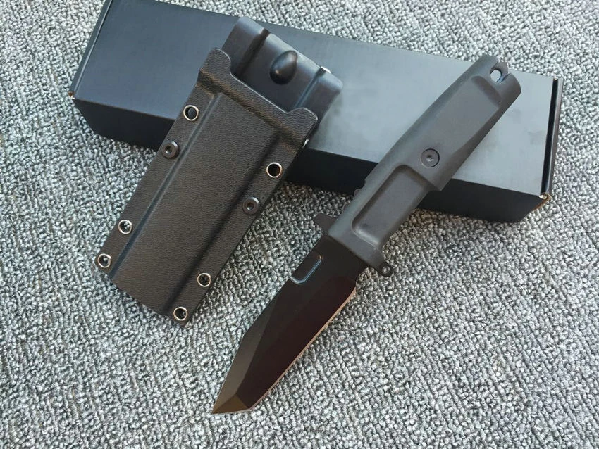 Square End Hunting Fixed Knives,5Cr13Mov Blade Rubber Handle Camping