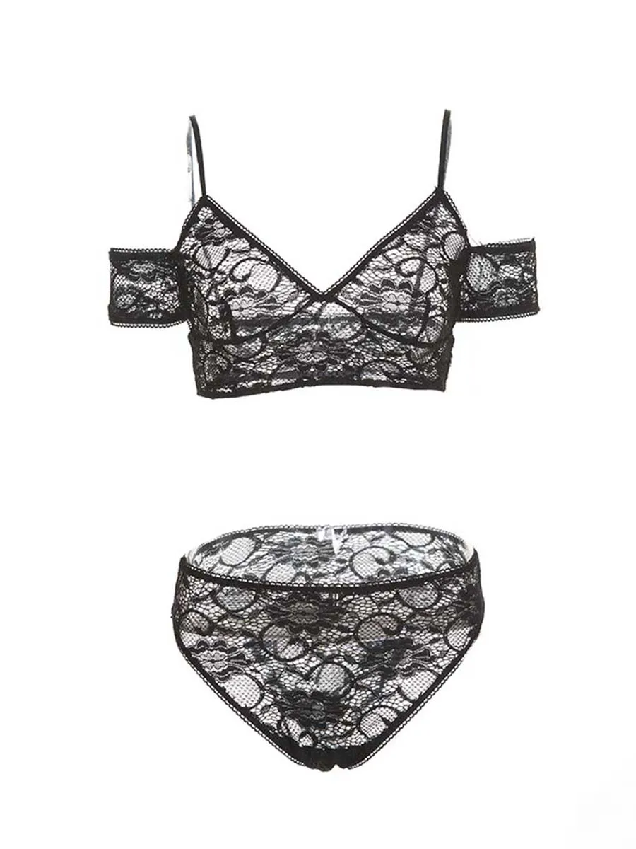 Hot Sexy Black Spaghetti Straps Breif Sets Women Summer Lace Floral Deep V Unlined Bra Tops Crop Elegant Lingeries Clothing Hot Sexy Black Spaghetti Straps Breif Sets Women Summer Lace Floral Deep V Unlined Bra Tops Crop Elegant Lingeries Clothing
