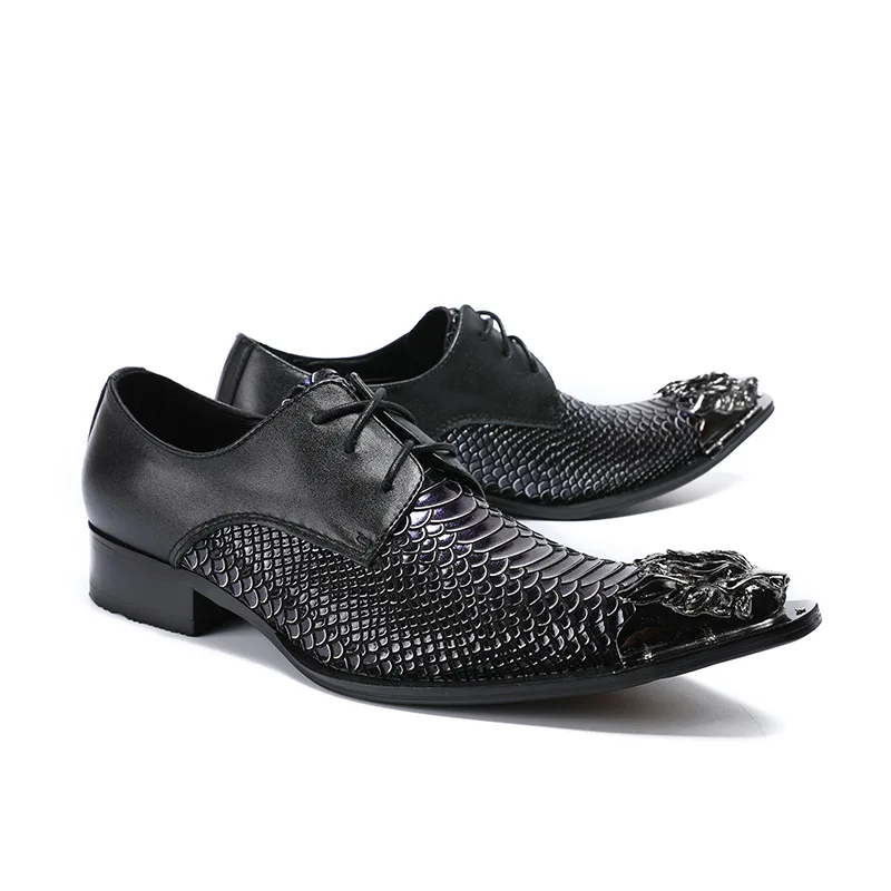 Sexemara New Arrival Genuine Leather Pointed Toe Slip Metal Tip Men
