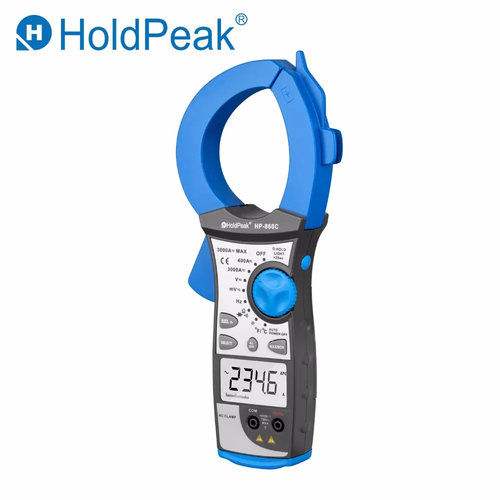

HoldPeak HP-860C Digital Clamp Meter 3000A AC Current Voltage Meter High precision Measuring Capacitance Frequency Multimeter