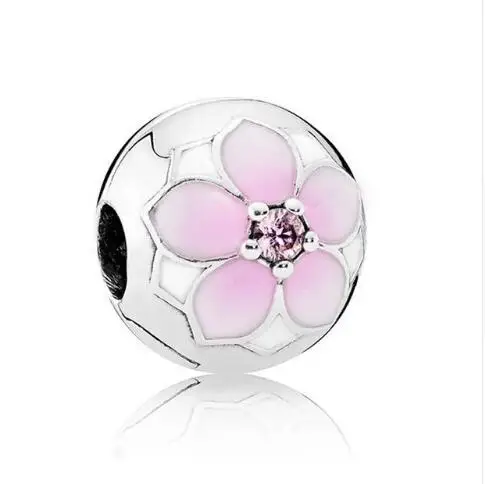 

100% 925 Sterling Silver Magnolia Bloom Clip Beads Fit Original Pandora Charm Bracelet & Necklace Authentic Luxury Women Jewelry