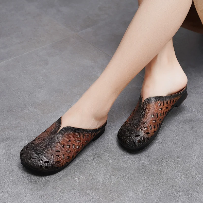 

JELLYFOND Handmade Genuine Leather Slides Women Slipper 2019 Summer Designer Flip Flops Women Flat Slides Shoes Zapatos De Mujer