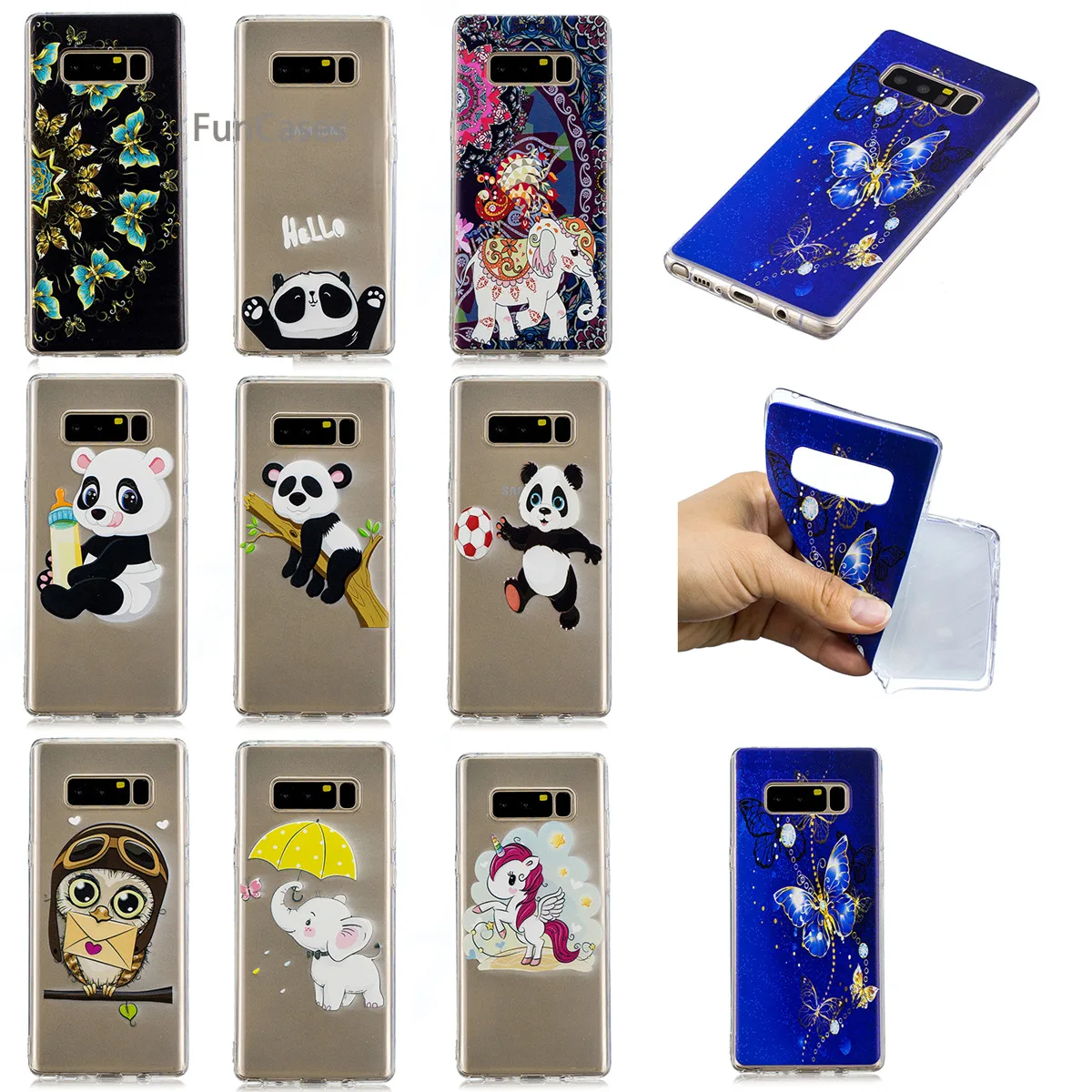 Lovely Elephant Case sFor Coverage Samsung Note 8 Soft Silicone Back Cover Telefoon Glossy Cellphone Case Samsung Galaxy Note 8
