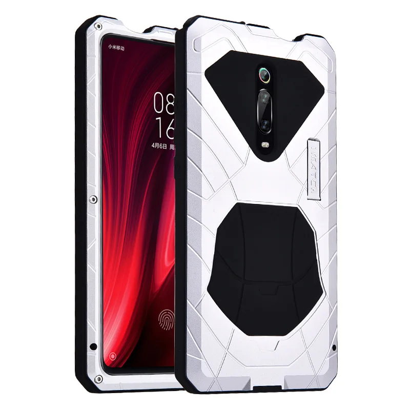 Daily Waterproof Case For Xiaomi Mi 9T Mi9T Pro/ Redmi K20 K20 Pro Shockproof Heavy Duty Tank Silicone Aluminum Metal Cover Case - Цвет: Серебристый