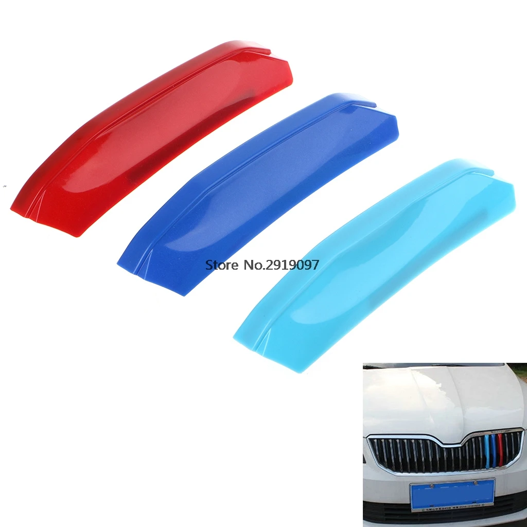 

New 3D Car Styling Front Grilles Trim Sport Strips Cover Motorsport Sticker For Skoda Octavia A7 2015-2017 Drop Shipping Support