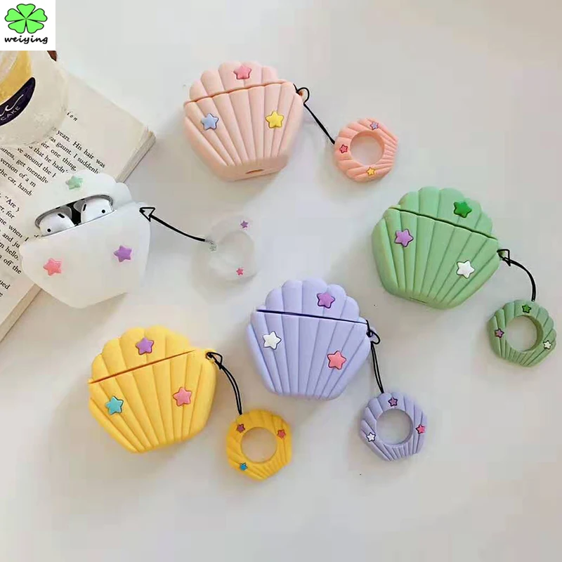 

For AirPods Case Cute Cartoon Silicone Cover Wireless Earphone Case For Apple Air pods 2 Headphone case Finger Ring Strap 3D Bag