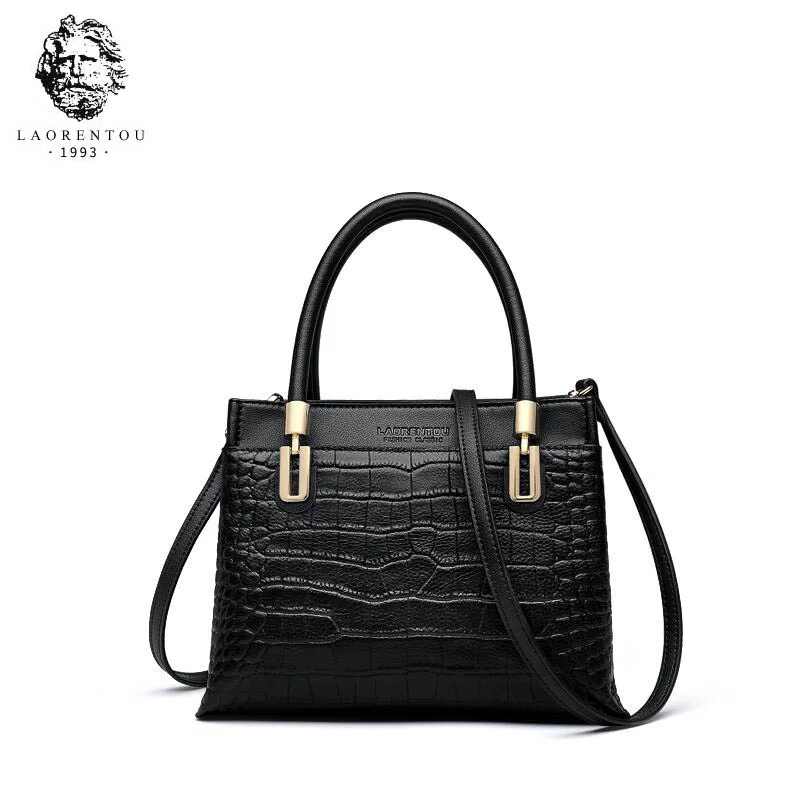 

LAORENTOU high quality fashion luxury brand 2019 new wild handbag crocodile pattern leather large capacity shoulder Messenger ba
