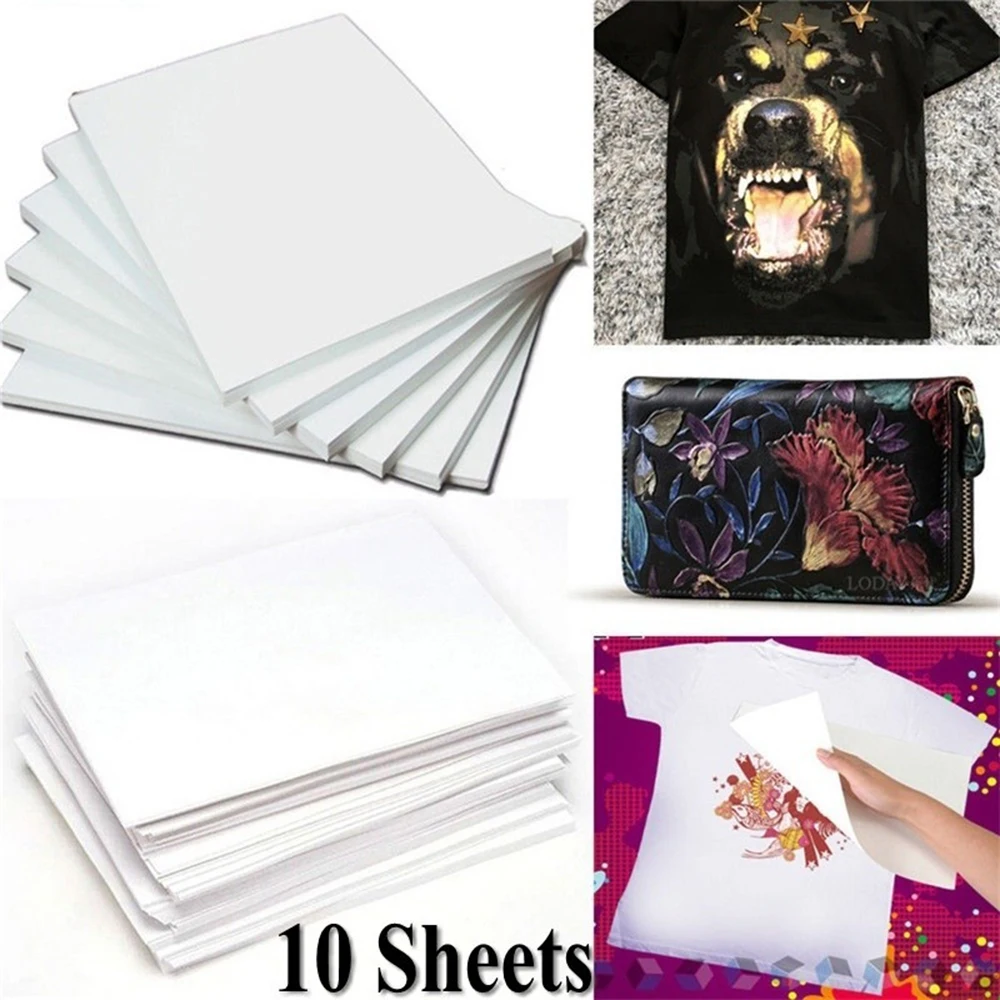 

10Pcs A4 Fashion Heat Transfer Paper for DIY T-Shirt Painting Iron-On Paper for Light Fabric Cloth New Handmade For Cloth