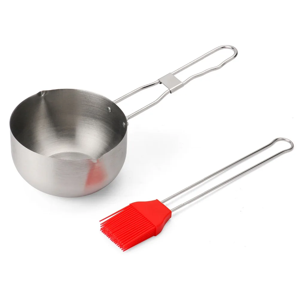 Barbecue Grill Stainless Steel Sauce Basting Pot Panwith Silicone Brush