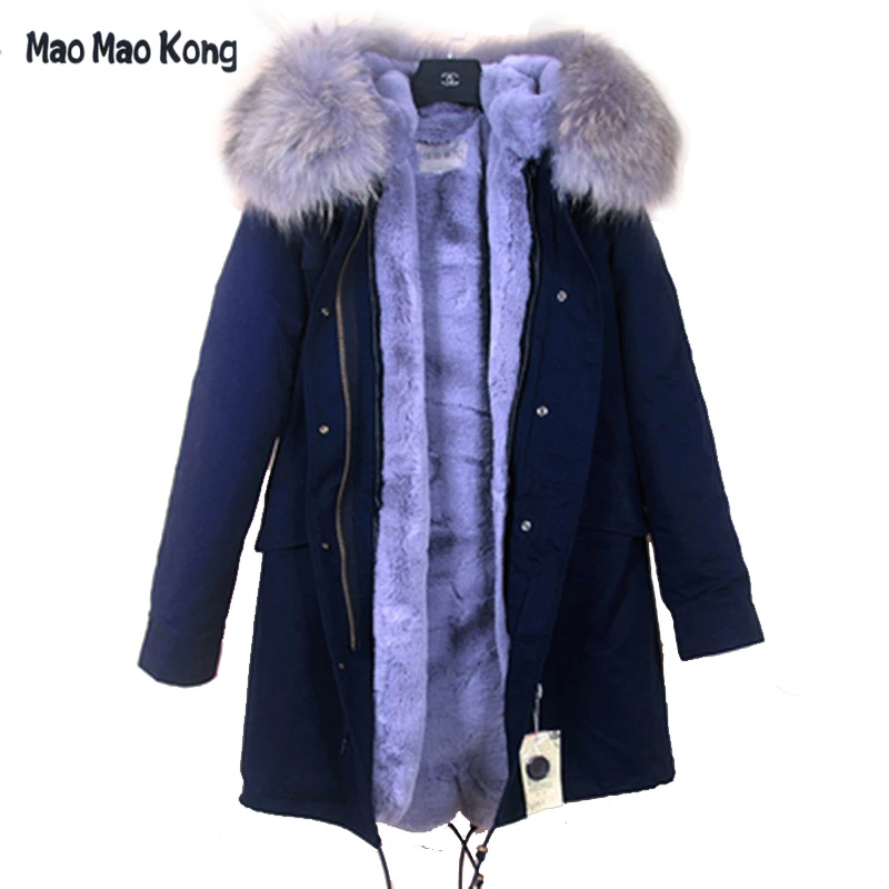 

2019 winter plus size genuine fur long army green jacket women thick parkas raccoon natural real fur coat hooded casaco feminino