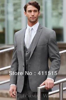 Cena Darmowa Wysyłka/wykonane Na Zamówienie Tanie Szary Dwa Przyciski Notch Lapel Smokingi Groomsmen Mężczyźni ślubne Pan Młody Nosić Strój Najlepszy Człowiek Garnitury