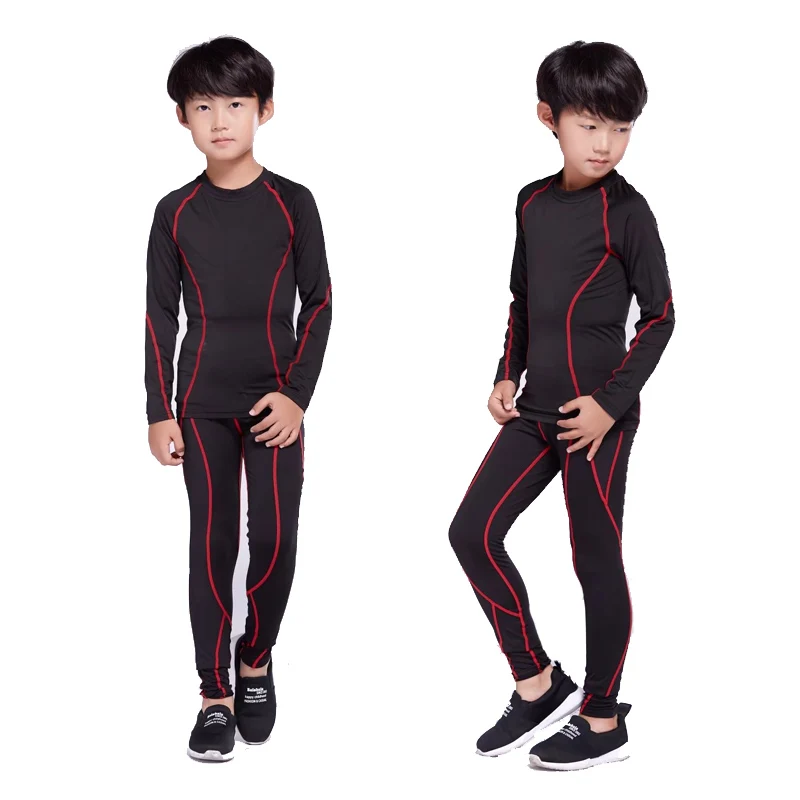 Boy ski thermal underwear set base layer quick-drying sportswear running suit compression tights children thermal underwear set