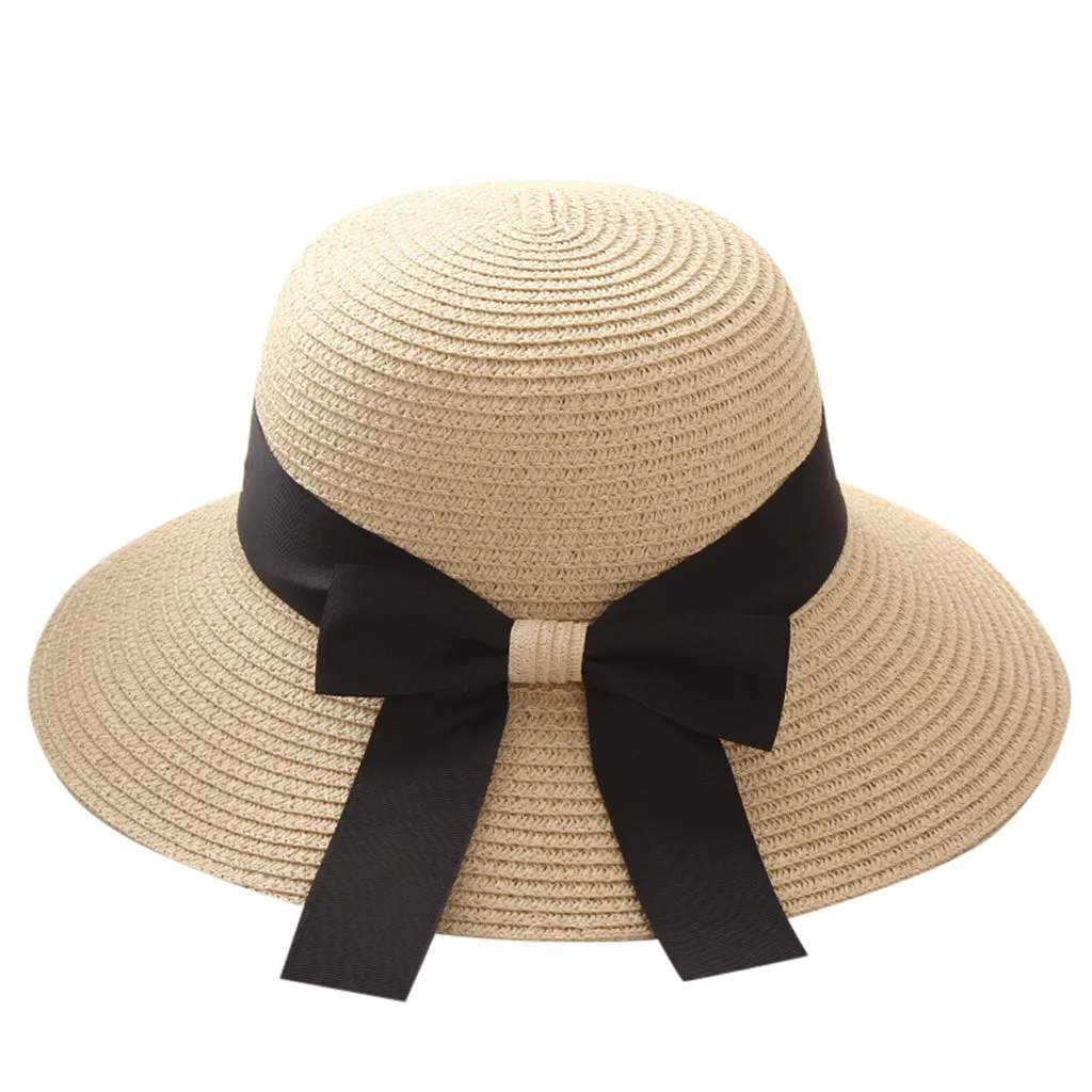 Feitong, Новое поступление, шапки для отдыха, круглые, с полями, летние солнечные шапки складные, сворачивающиеся, Пляжные шапки, шляпа от солнца, Chapeau de dames# Y35 - Цвет: Бежевый