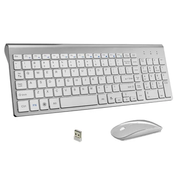 Ultra-Thin Business Wireless Keyboard and Mouse Combo 102 Keys Low-Noise Wireless Keyboard Mouse for Mac Pc Win XP/7/10 Tv Box
