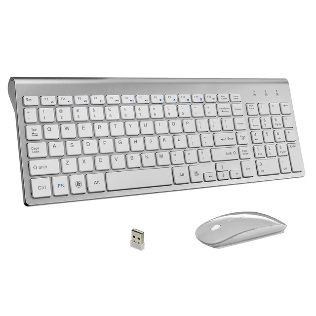 Ultra-Thin Business Wireless Keyboard and Mouse Combo 102 Keys Low-Noise Wireless Keyboard Mouse for Mac Pc Win XP/7/10 Tv Box