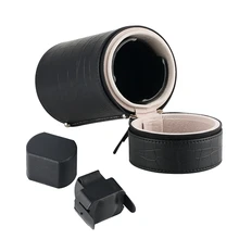 Черный цилиндр крокодила для часов подъемная движущаяся шейкер корпус часов с автоматической обмоткой держатель для часов держатель Органайзер+ USB кабель