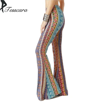 

Women Casual Skinny Slim Flare Pants Female Elasticity Vintage Print High Waist Bottom Lady Cheap Outwear Long Pants&Capris