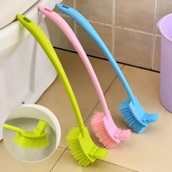 

Thickened Plastic Long Handle Double Side De-Corner Soft Fur Cleaning Toilet Brush