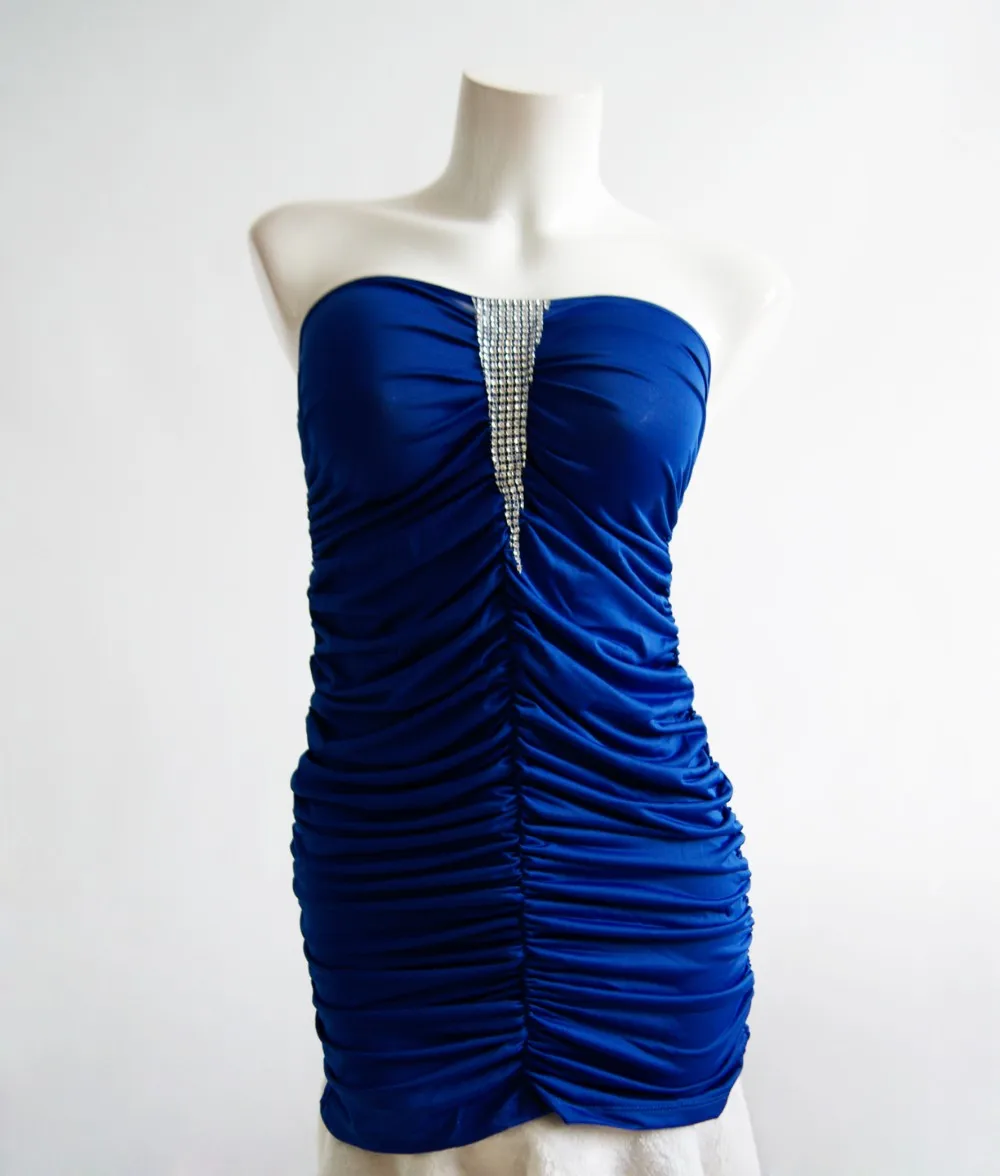 Sexy Women Club Wear 2016 Sexy Above Knee Slash Neck Woman's Tight Dresses Royal Blue Short Women Mini Party Dress W3314B (1)