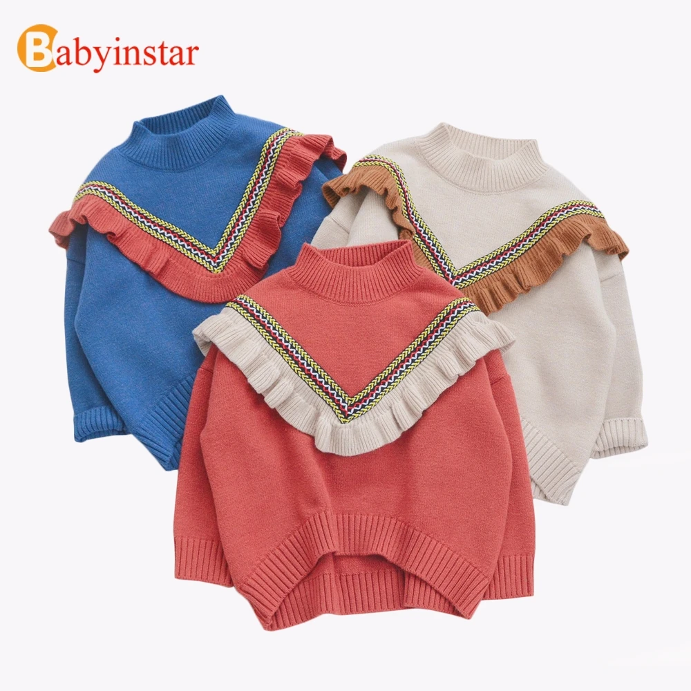 Babyinstar/свитер для девочек коллекция 2018 года осенне-зимний детский свитер пуловер