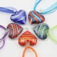 35*37 мм сердце муранского стекла лэмпворк кулон ожерелье серьги смешанные цвета/# O