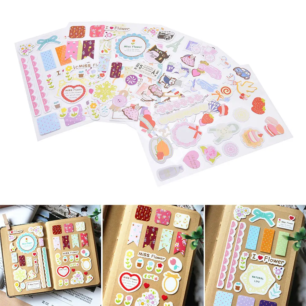 3Pcs Popular Sweet Lace Paper Stickers DIY Scrapbooking Sealing Sticker Kawaii Stationery Decor Decal Gift Craft Sewing Tools