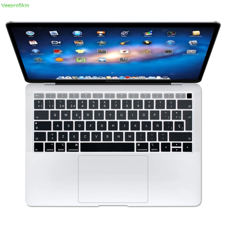 For Macbook Air 13 A1932 With Touch Id Fingerprint 18 19 For Apple Spanish Silicone Keyboard Cover Protective Film Rainbow Keyboard Covers Aliexpress