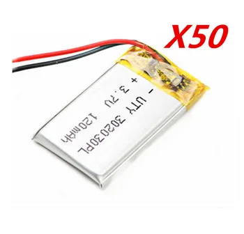 

50pcs 3.7V 120mAh 302030 032030 PLIB polymer lithium ion Li-ion battery for blue tooth,GPS,mp3,mp4,toy,speaker