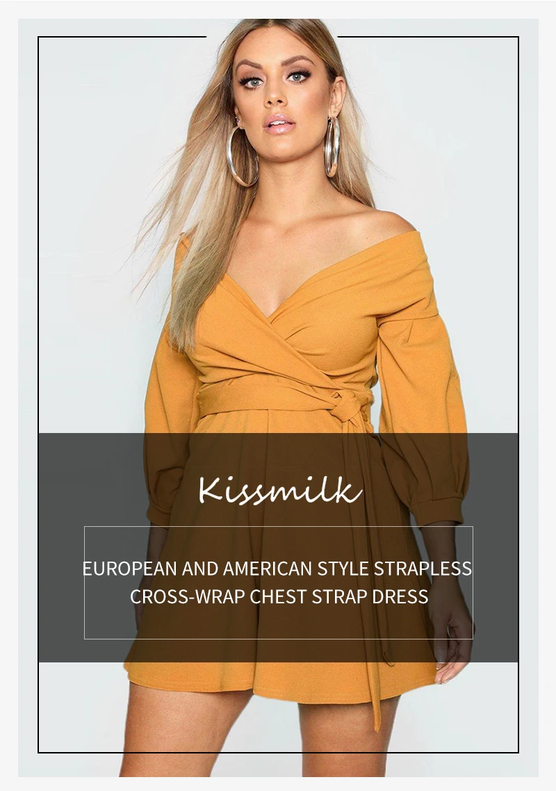 Kissmilk/женская одежда размера плюс в европейском и американском стиле; платье без бретелек с перекрестными ремешками на груди