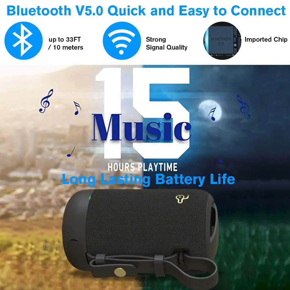 Bluetooth динамик s 5,0, портативный беспроводной динамик, IPX56 водонепроницаемый динамик с басами, 10 Вт стерео динамики(TWS