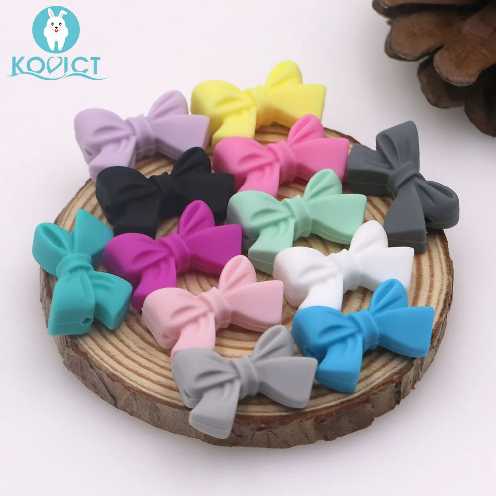 

Kovict 27mm Silicone Butterfly Bow Knot Beads 5/12/20pcs Food Grade Silicone Teething Beads DIY Chewable Necklace rodent
