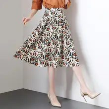 Летняя Весенняя модная женская печать цветочный узор высокая Талия средняя удлиненная юбка, новые женские юбки с принтом 3xl