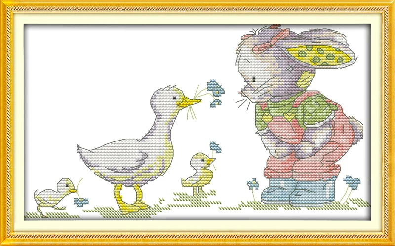 

The patch rabbit and duck, counted printed on fabric DMC 14CT 11CT Cross Stitch kits,embroidery needlework Sets, Home Decor