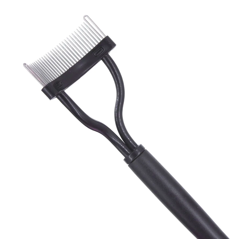 

Black Stainless Steel Eyelash Comb Eyebrow Brushes Curler Mascara Applicator Stainless Steel Pins plastic Handle Cosmetic Make