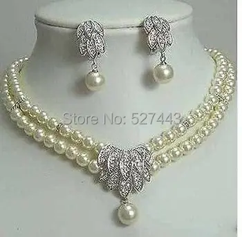 

Wholesale >Hot Noblest natural White Pearl Necklace Earring Set