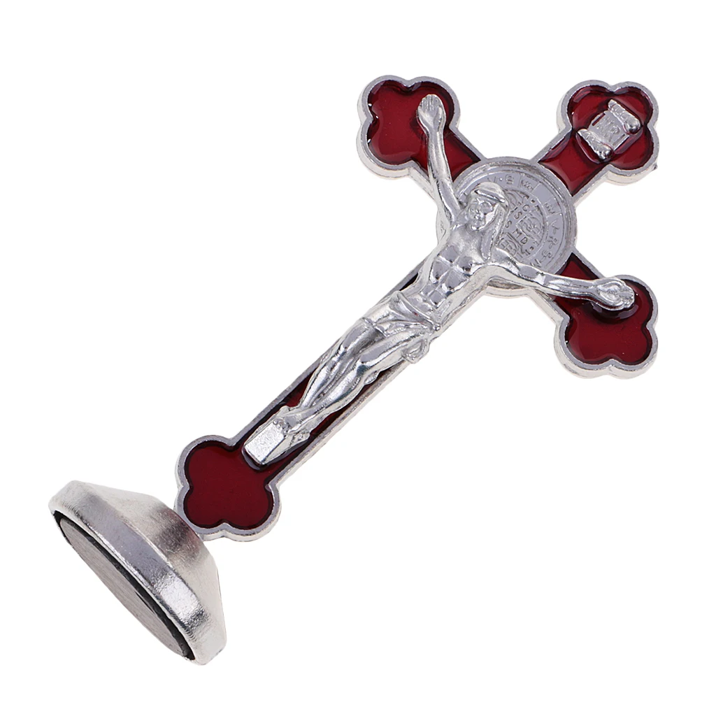 Durable Magnetic Bottom Cross Statue Crucifix Jesus Christianity Accessory for House Chapel Decoration Crafts