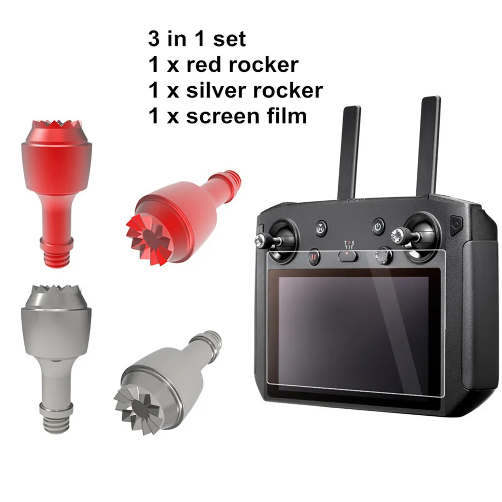 4-IN-1 Set DJI Smart Controller Metal Joysticks Protective Screen Film for Handle Thumb Rocker forDJI Mavic 2 Pro & Zoom Control-11