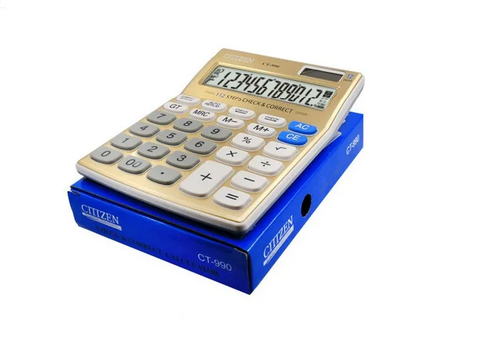 حاسبة بالطاقة الشمسية CT-990 الذهب 12 أرقام مكتب حاسبة الكمبيوتر حجم 18.7x13.7 سنتيمتر حاسبة بالطاقة الشمسية CT-990 الذهب 12 أرقام مكتب حاسبة الكمبيوتر حجم 18.7x13.7 سنتيمتر