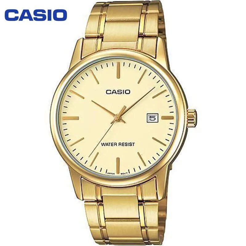 Casio золотые мужские наручные часы модный тренд указатель из нержавеющей стали