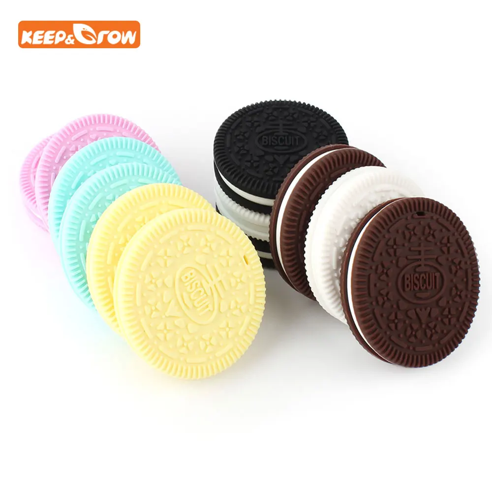 Baby Food Grade Silicone Cookie Teether Teething Necklace Safe Teeth Massage Toy