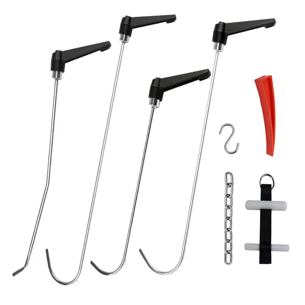

pdr Rods Tools Car Dent Repair Kit Rotating Handle Rod with Red Wedge Adjustable Door Strap S Hook for Car Dents Hail Damage