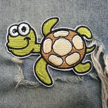 

1 PIC 7.9*6.2CM embroidery sea turtle STICKER can iron clothes decorative applique smoke holes bed sheets table cloths patches