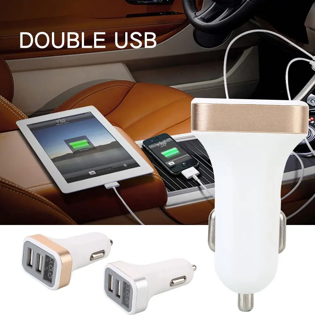 Автомобильный прикуриватель с разъемом power DC12-24V Dual USB с экраном дисплея