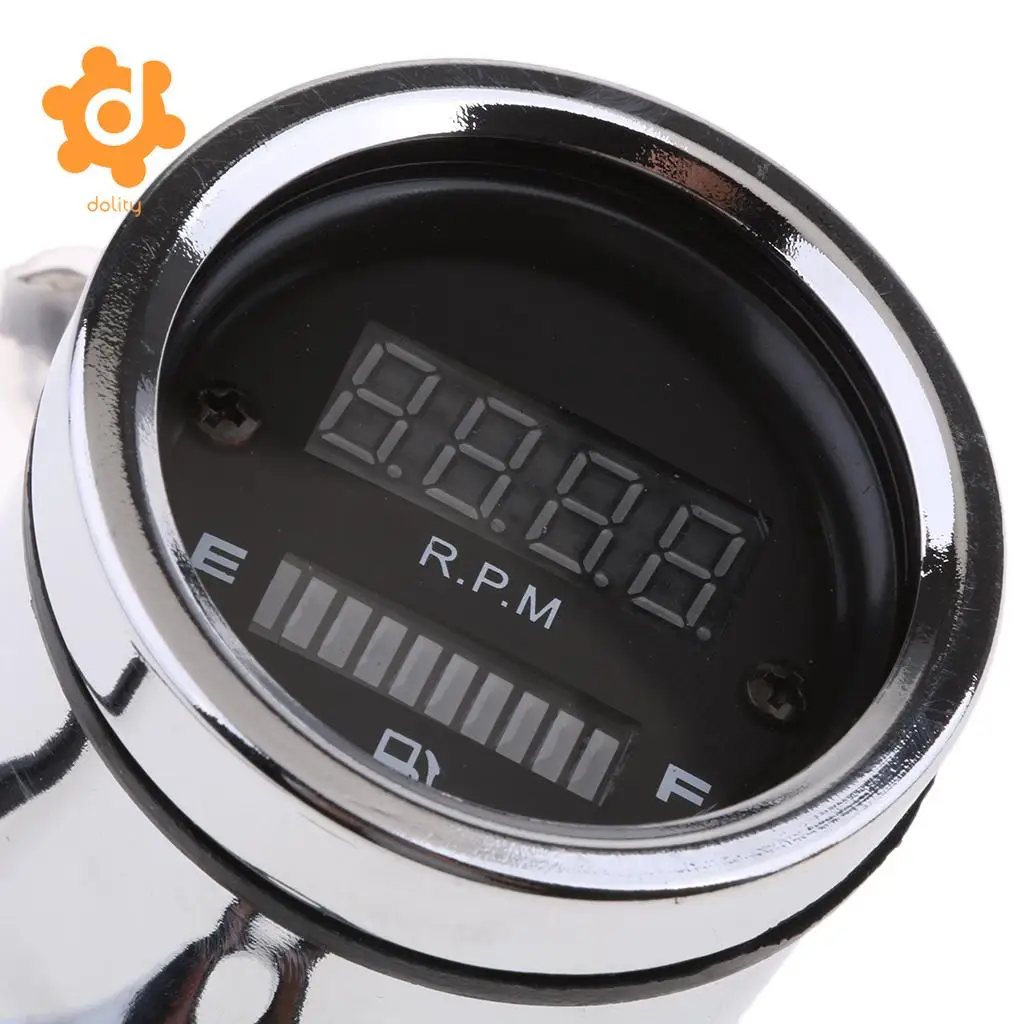 dolity 12V LED Digital RPM Odometer Tachometer Oil Fuel Gauge for
