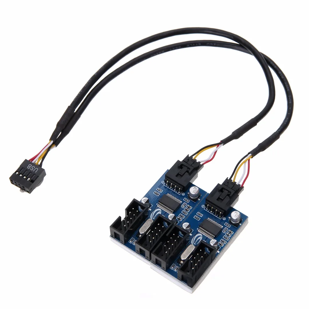 1pc 9 Pin USB Header Extender Cable Pro Mainboard USB 2.0 Male 1 to 4