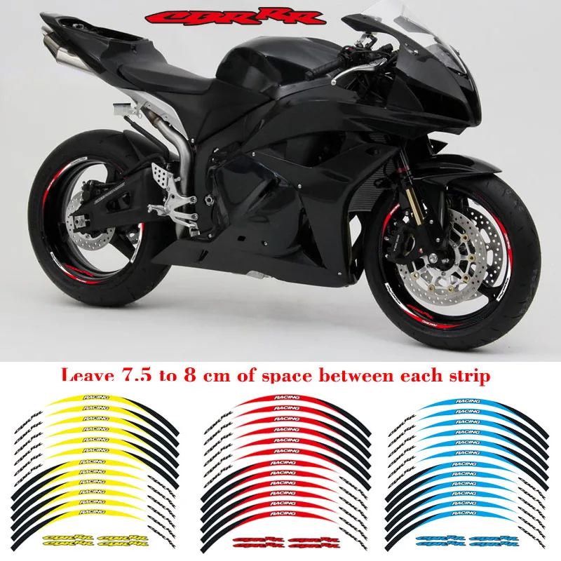 Новая высококачественная наклейка для колес мотоцикла, 12 шт., светоотражающий обод в полоску для Honda CBR250RR CBR600RR CBR1000RR CBR300RR CBRRR