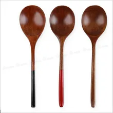 

Wooden Spoon Japanese Style Panting Handle Round Spoon Head Lovers Couple Spoon 16cm Japanese Wooden Spoon